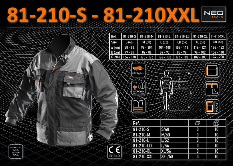 Куртка рабочая HD 81-210 NEO TOOLS (Польша) Куртка рабочая HD 81-210 NEO TOOLS (Польша)