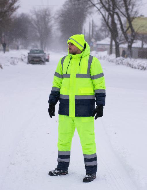 Штани утеплені сигнальні WINTER FLASH жовті hi-viz/темно-сині Штани утеплені сигнальні WINTER FLASH жовті hi-viz/темно-сині
